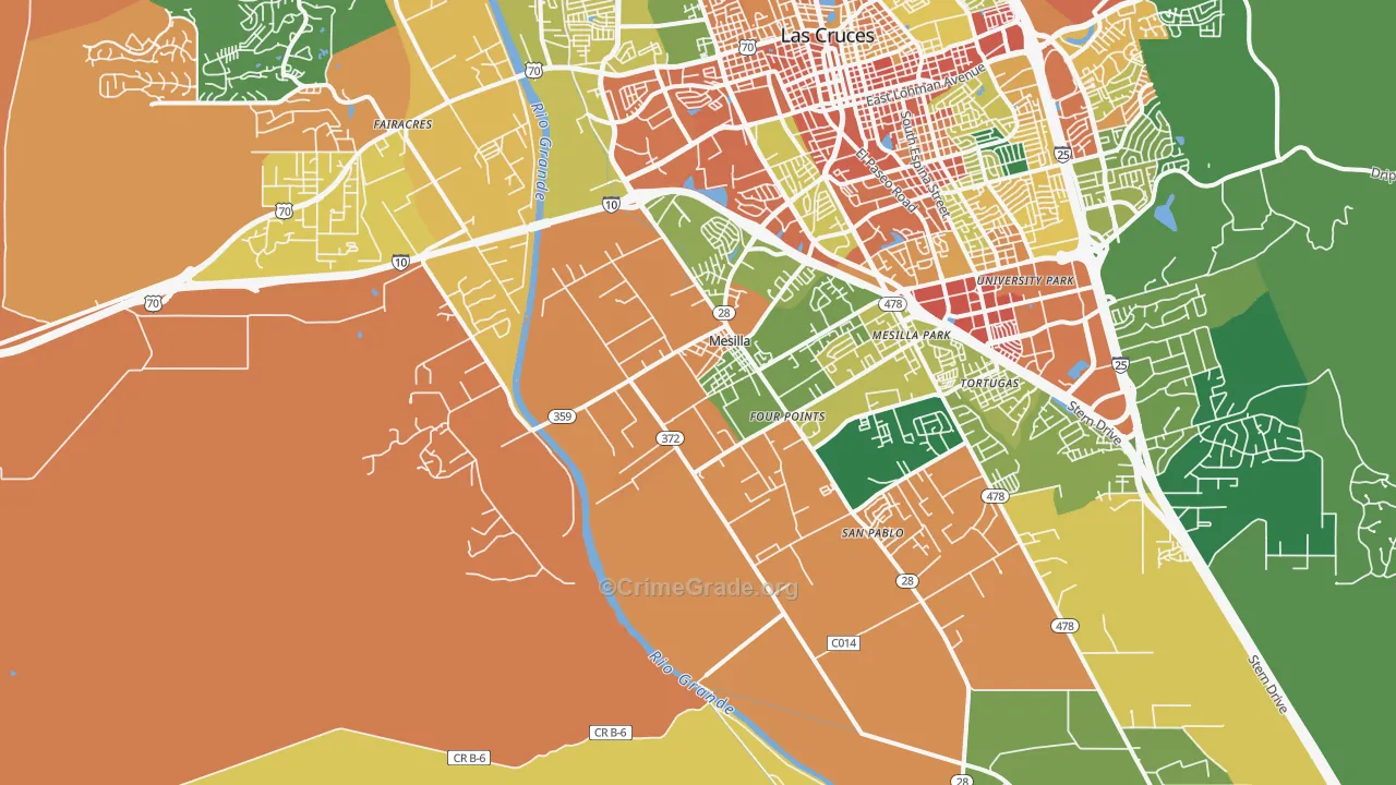 Mesilla, NM Map of Assault Rates