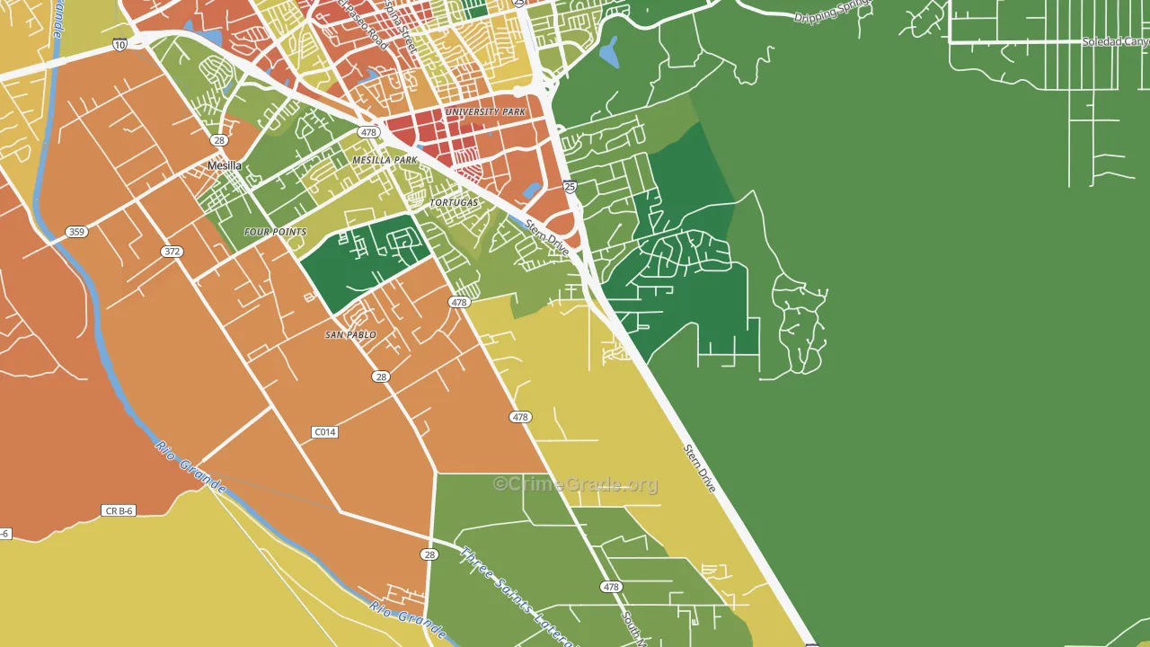 Mesilla Park, NM Map of Assault Rates