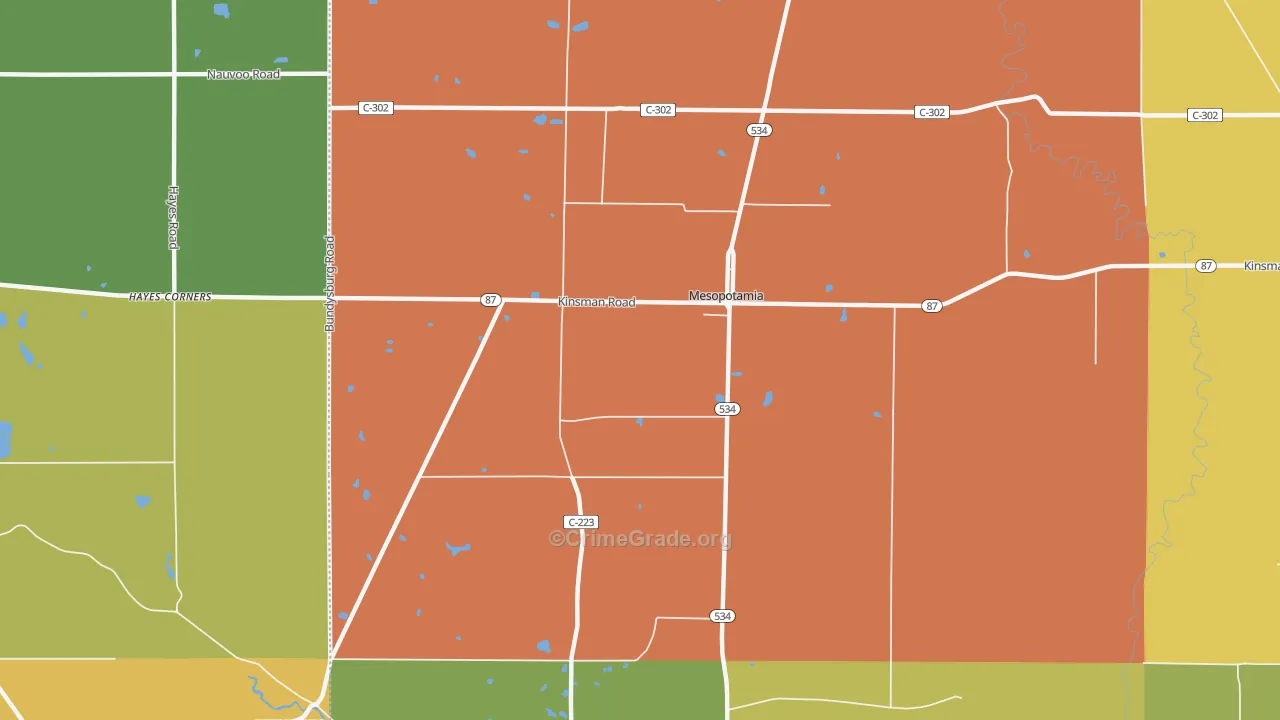 Mesopotamia, OH Map of Assault Rates