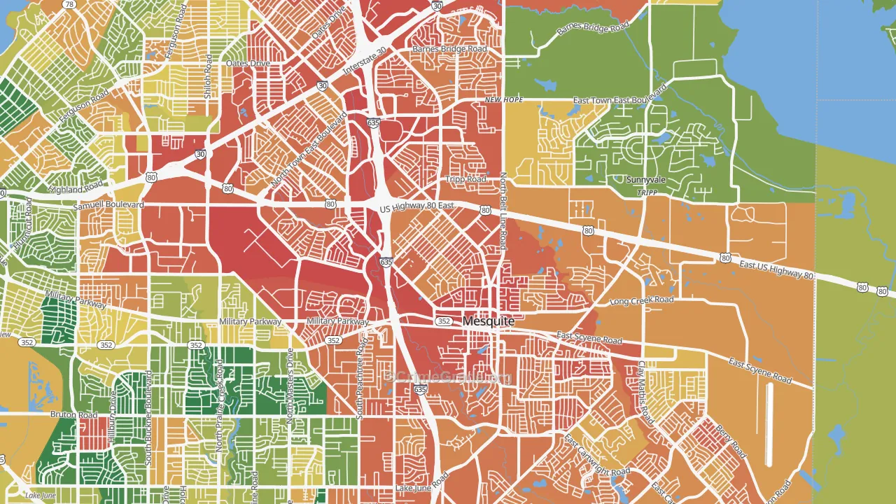 Mesquite, TX Map of Assault Rates