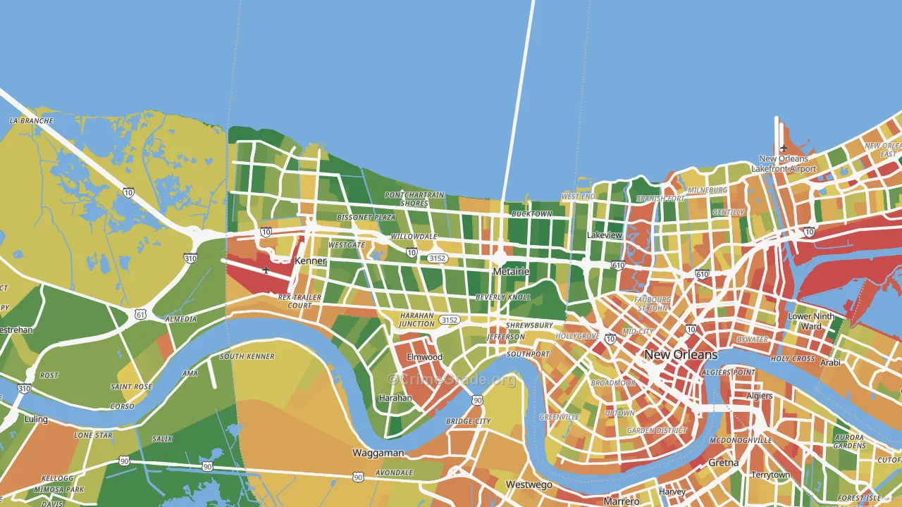 Metairie, LA Map of Assault Rates