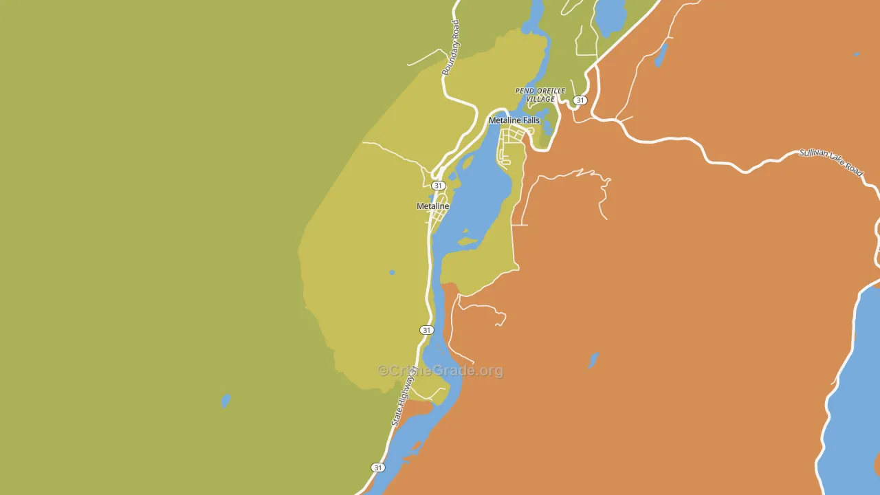 Metaline, WA Map of Assault Rates