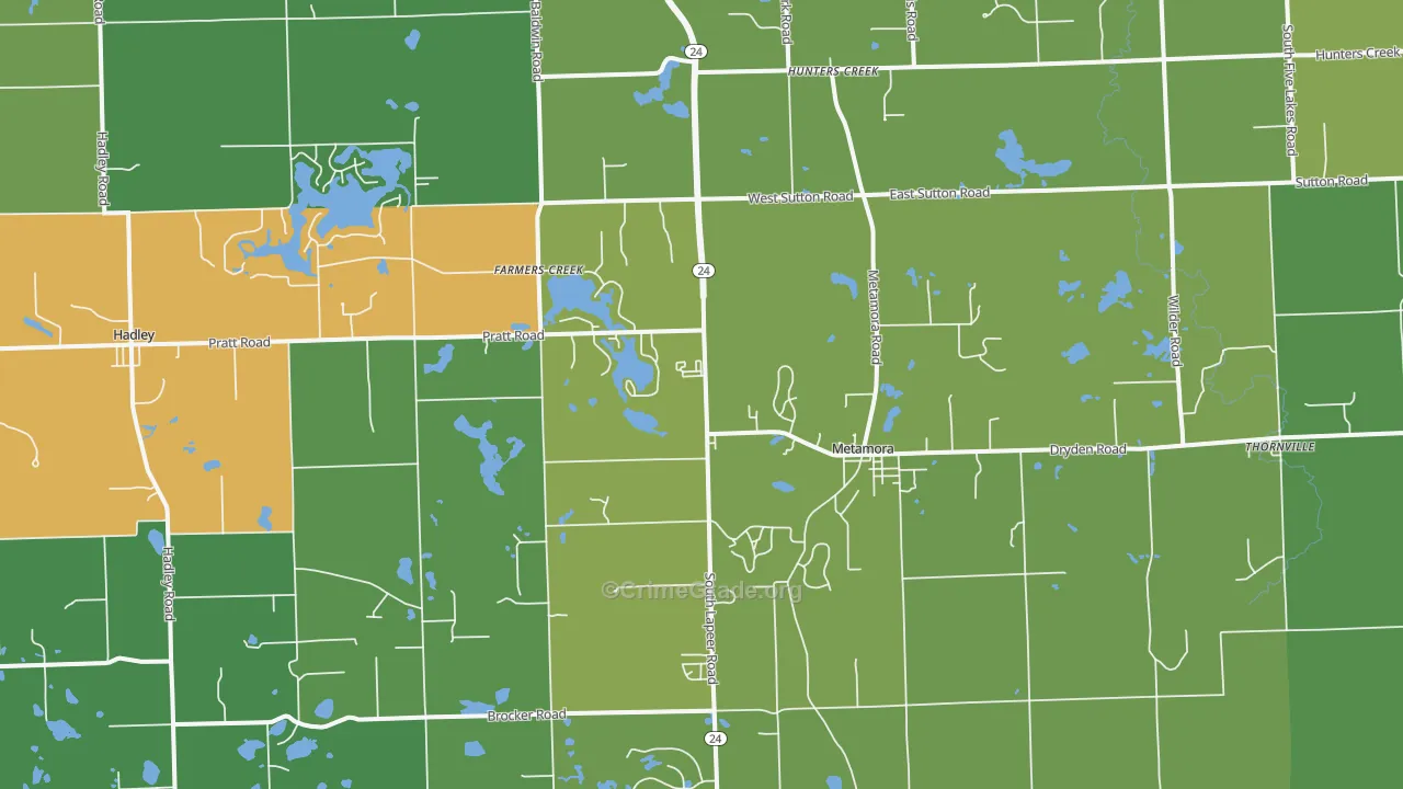 Metamora, MI Map of Assault Rates