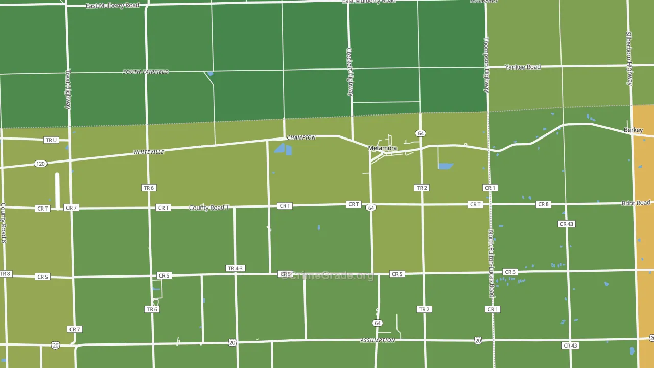 Metamora, OH Map of Assault Rates