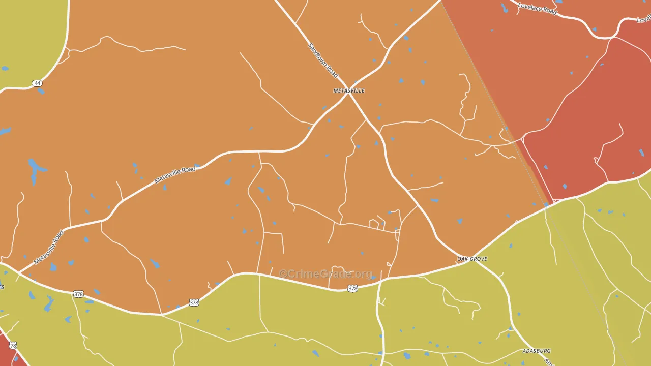 Metasville, GA Map of Assault Rates