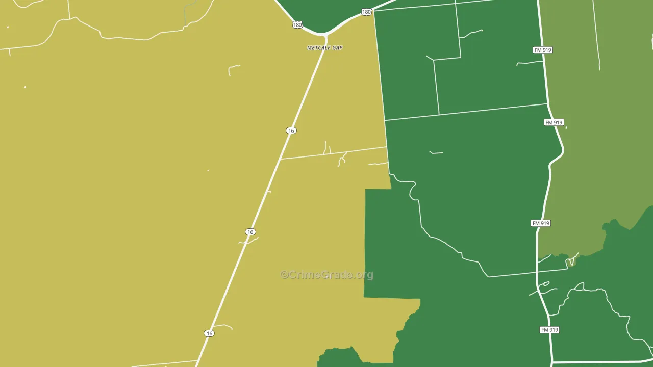 Metcalf Gap, TX Map of Assault Rates