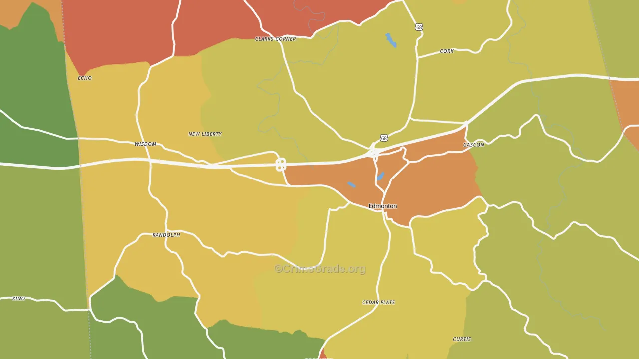 Metcalfe County, KY Map of Assault Rates