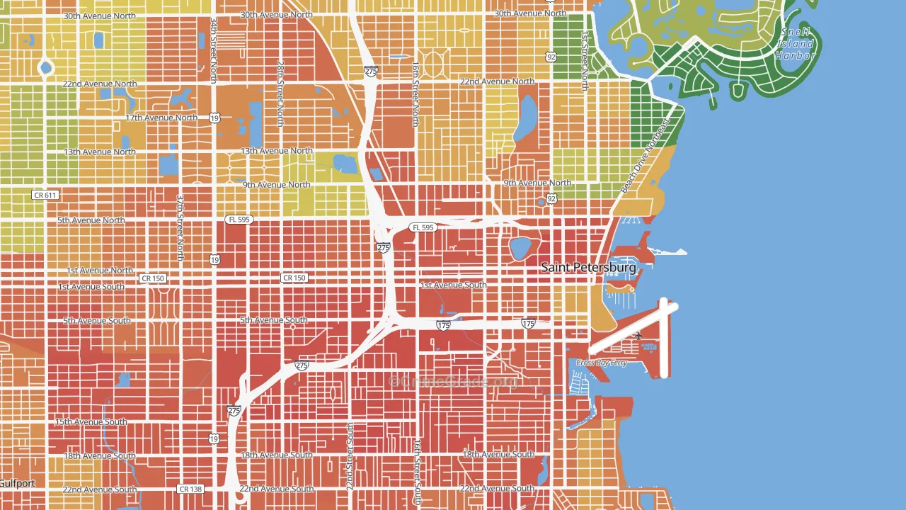 Methodist Town, St. Petersburg, FL Map of Assault Rates