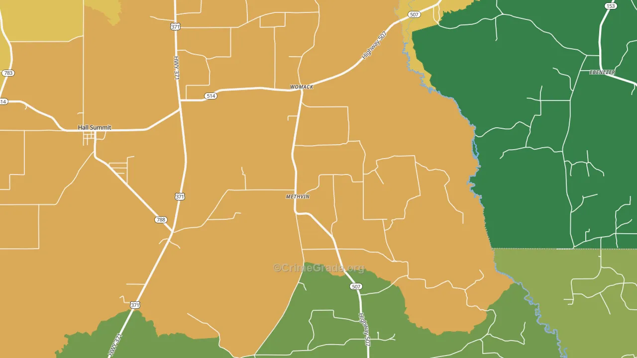 Methvin, LA Map of Assault Rates