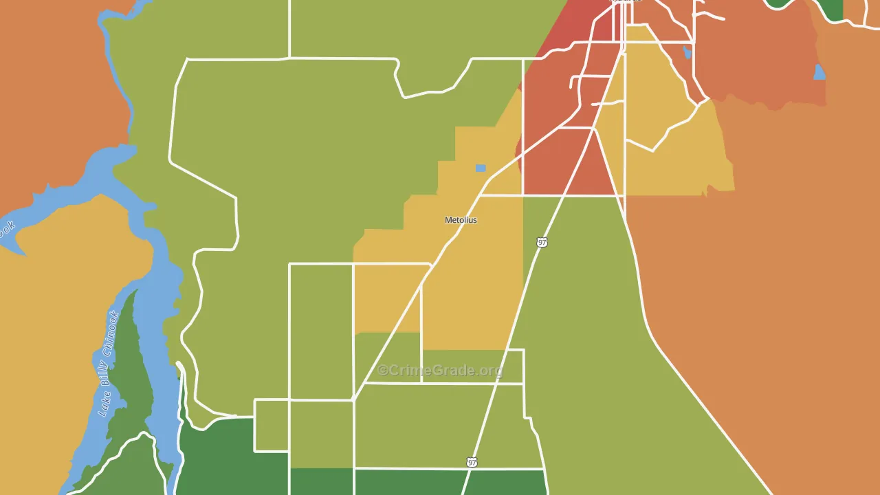 Metolius, OR Map of Assault Rates