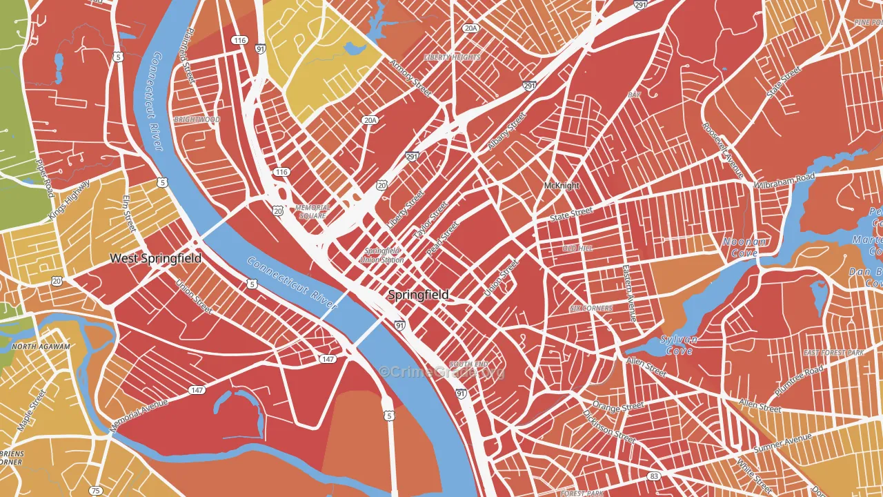 Metro Center, Springfield, MA Map of Assault Rates