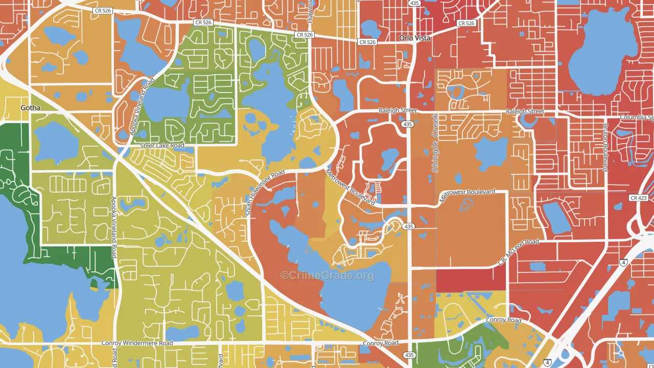 Metro West, Orlando, FL Map of Assault Rates