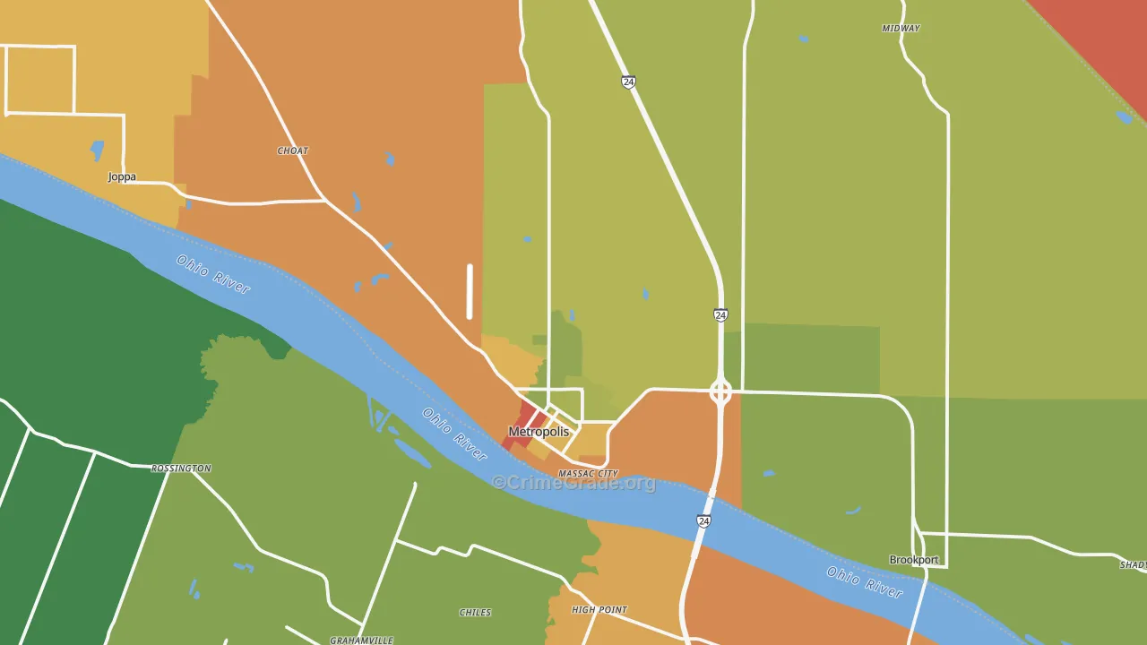 Metropolis, IL Map of Assault Rates