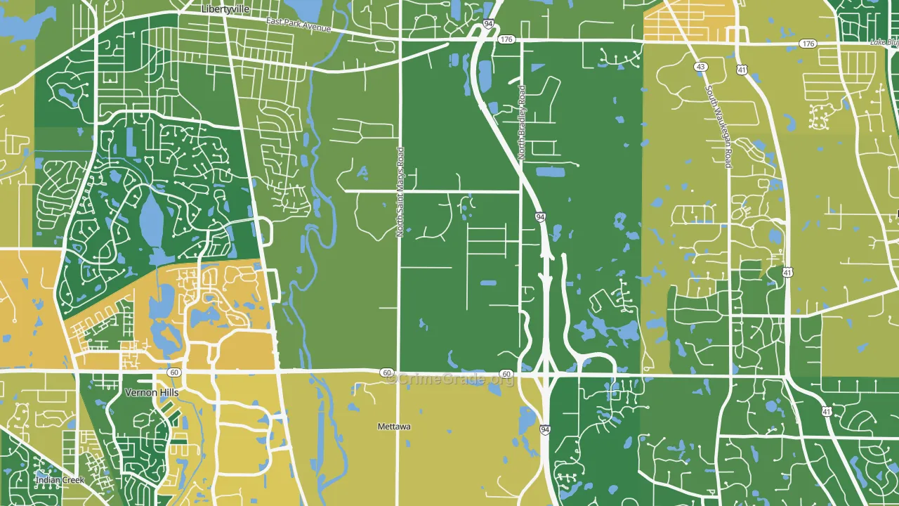 Mettawa, IL Map of Assault Rates