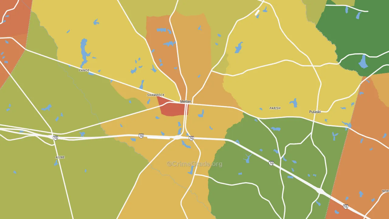 Metter, GA Map of Assault Rates