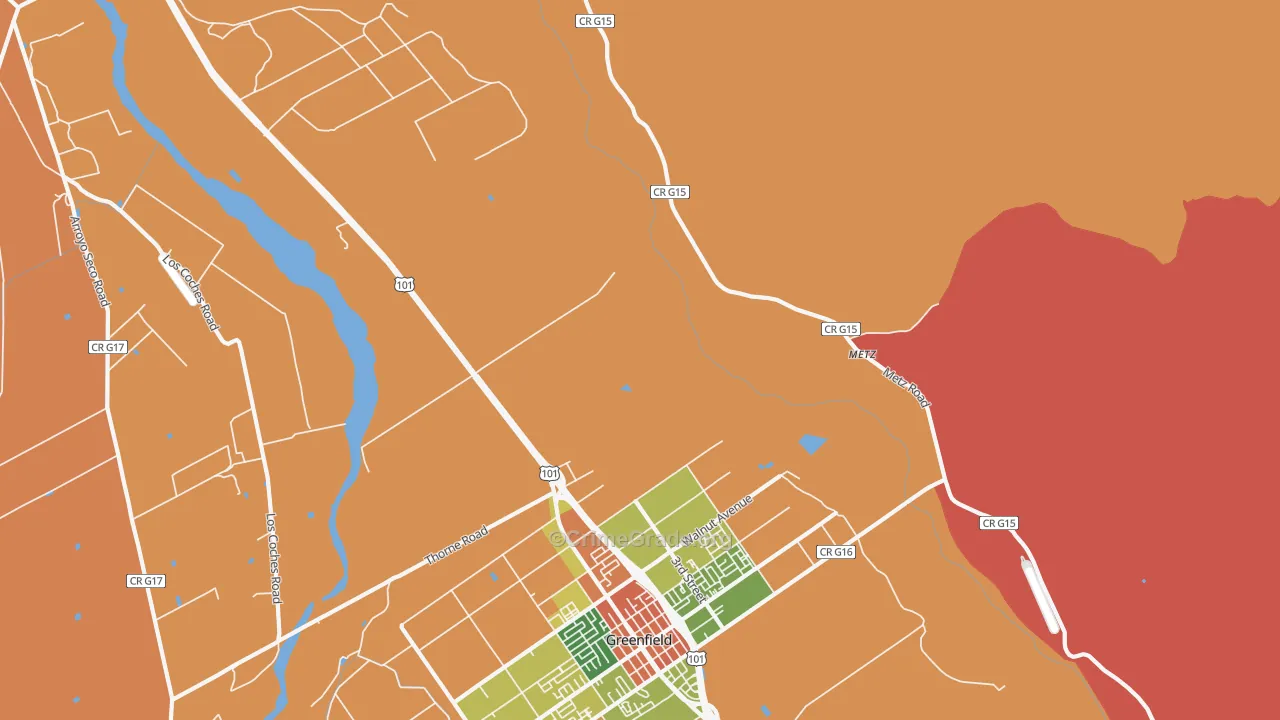 Metz, CA Map of Assault Rates