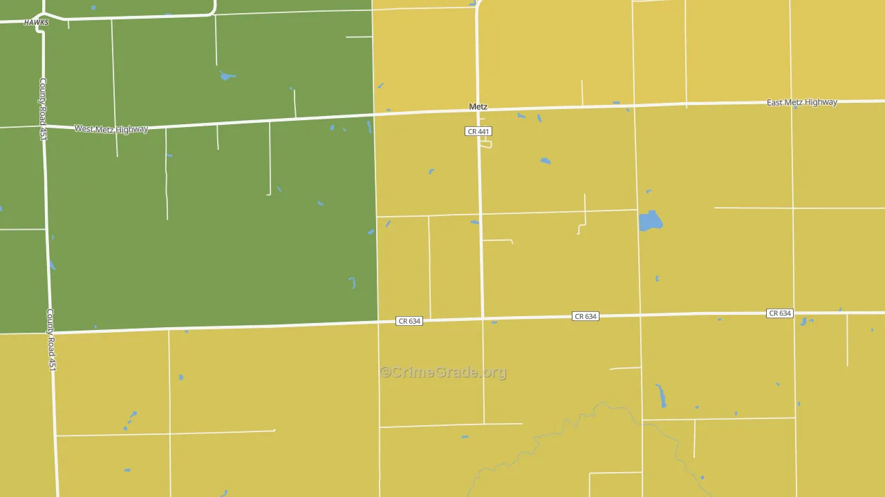 Metz, MI Map of Assault Rates