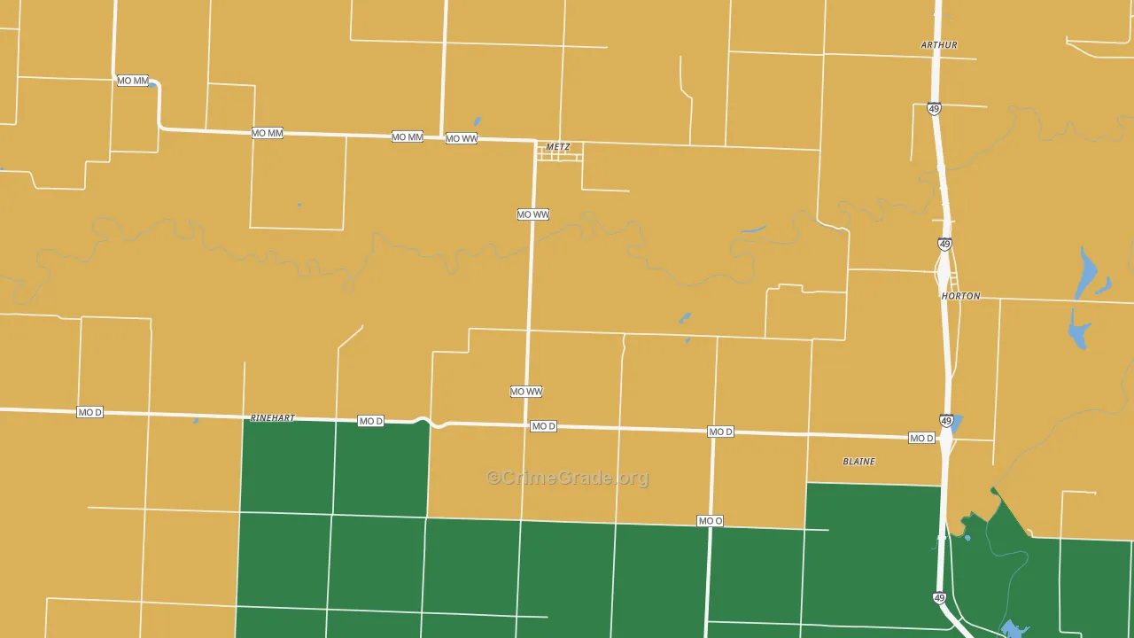 Metz, MO Map of Assault Rates