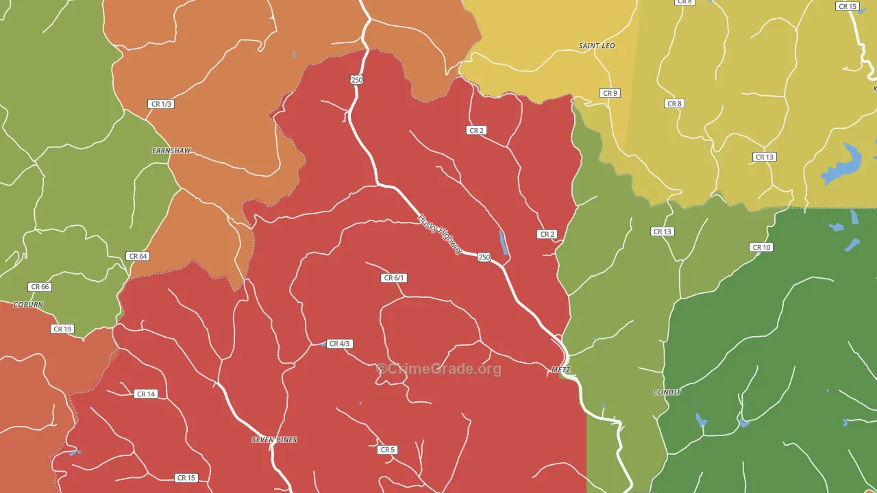 Metz, WV Map of Assault Rates