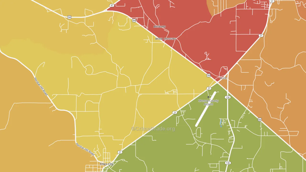Mexia Crossing, AL Map of Assault Rates