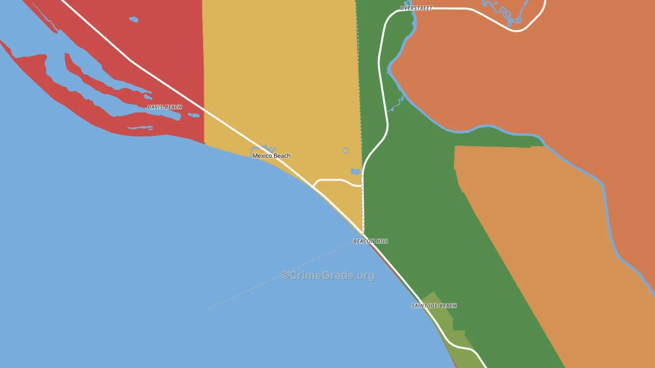 Mexico Beach, FL Map of Assault Rates