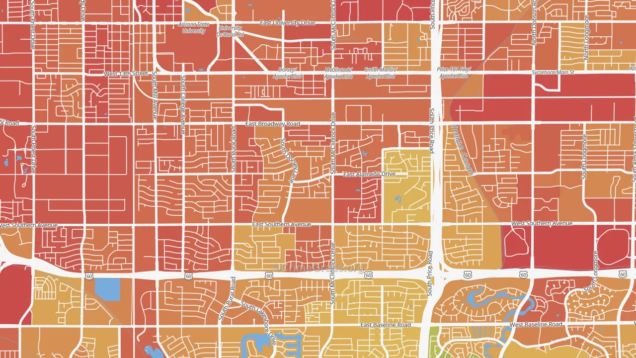 Meyer Park, Tempe, AZ Map of Assault Rates