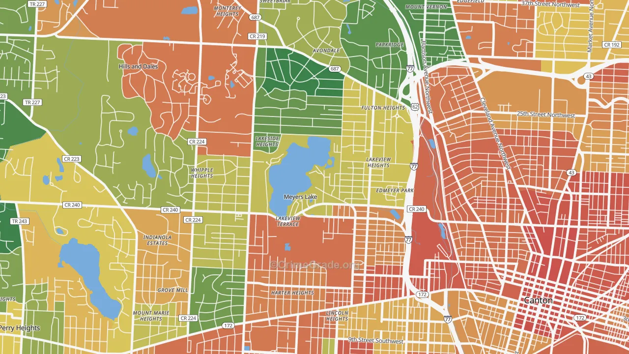 Meyers Lake, OH Map of Assault Rates