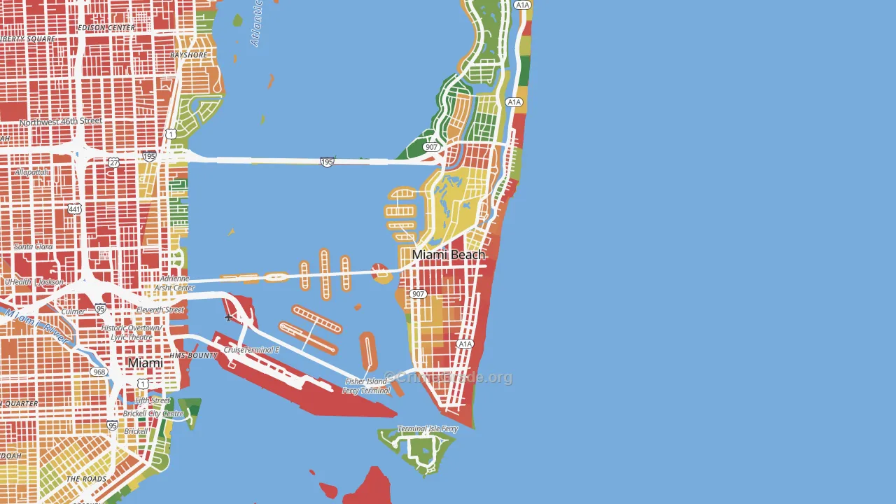 Miami Beach, FL Map of Assault Rates