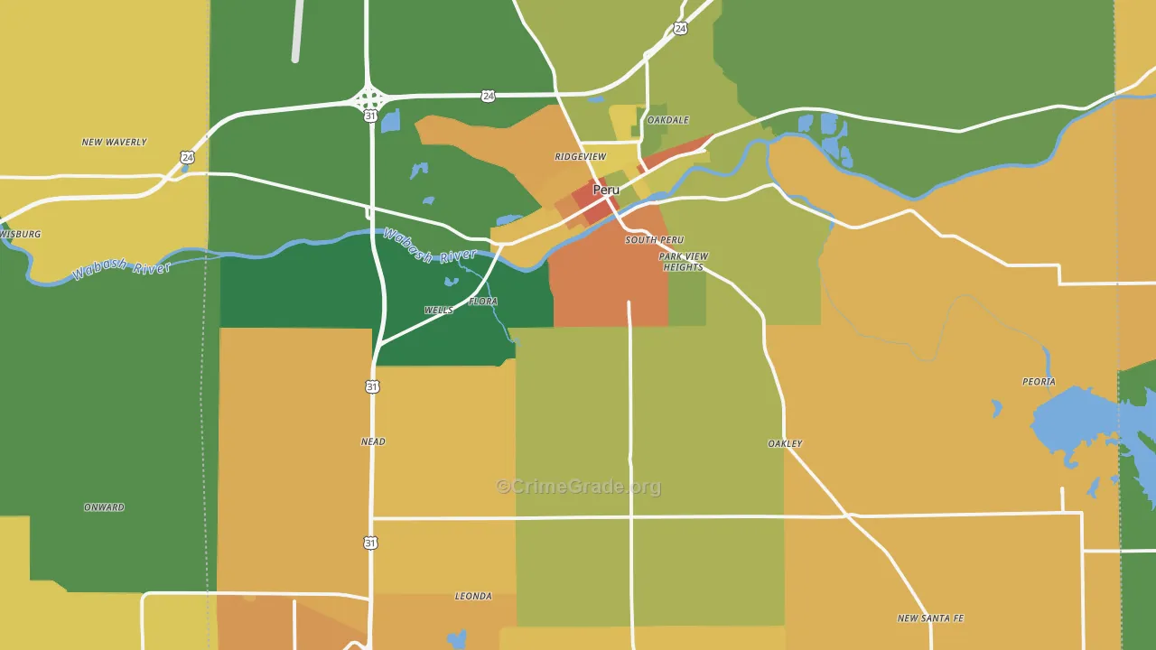 Miami County, IN Map of Assault Rates