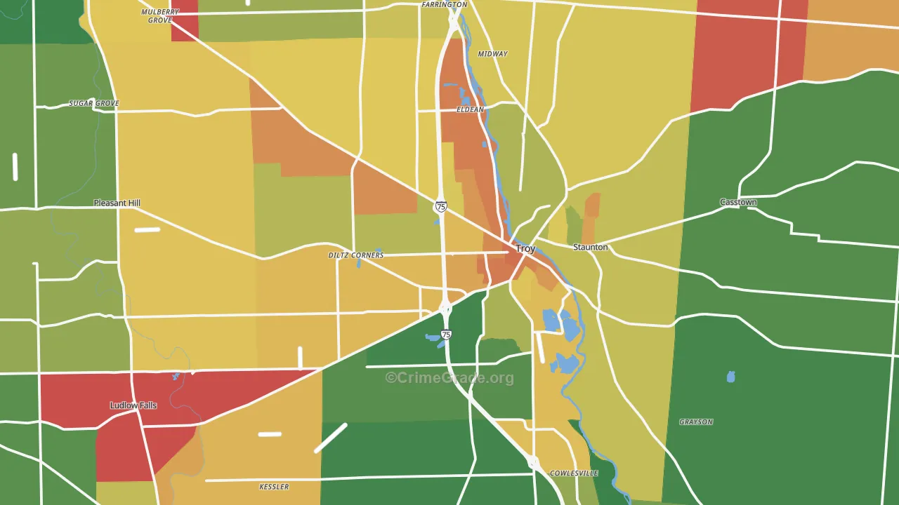 Miami County, OH Map of Assault Rates