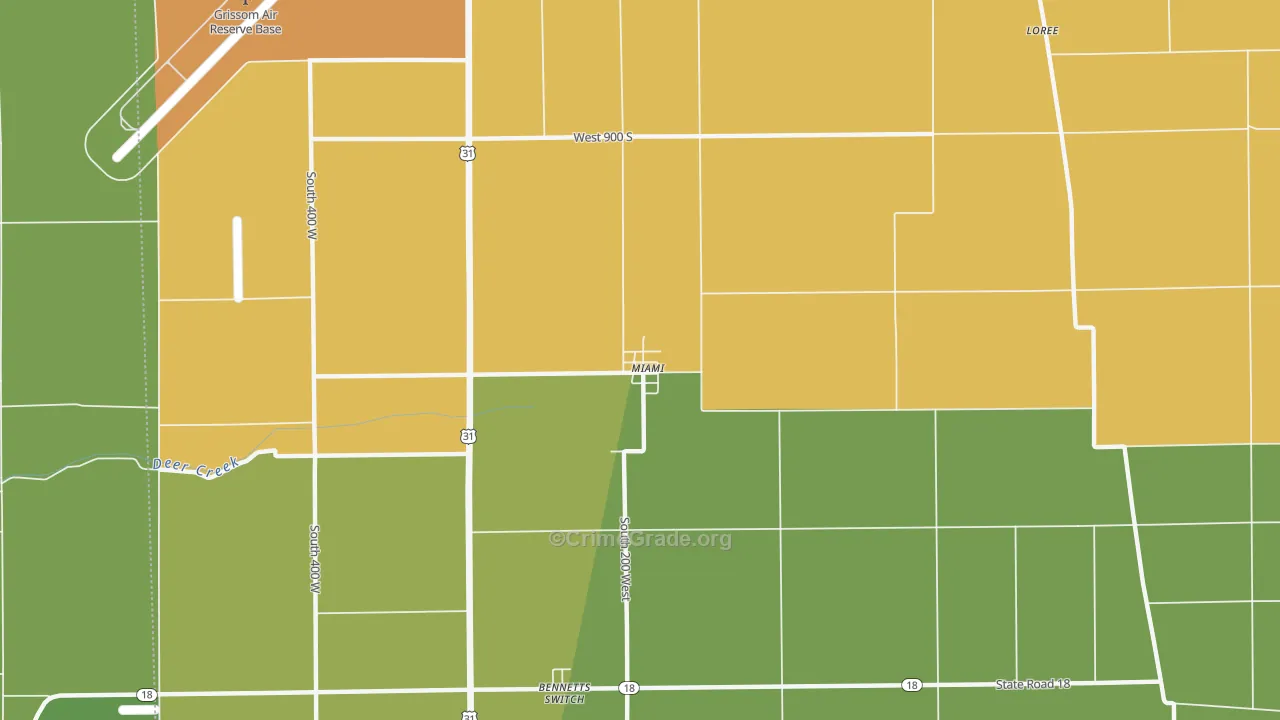 Miami, IN Map of Assault Rates