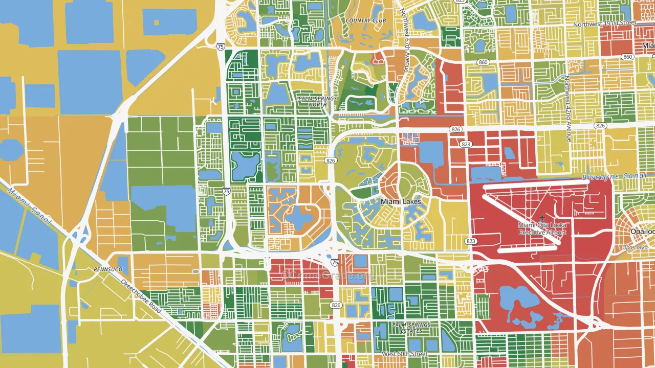 Miami Lakes, FL Map of Assault Rates