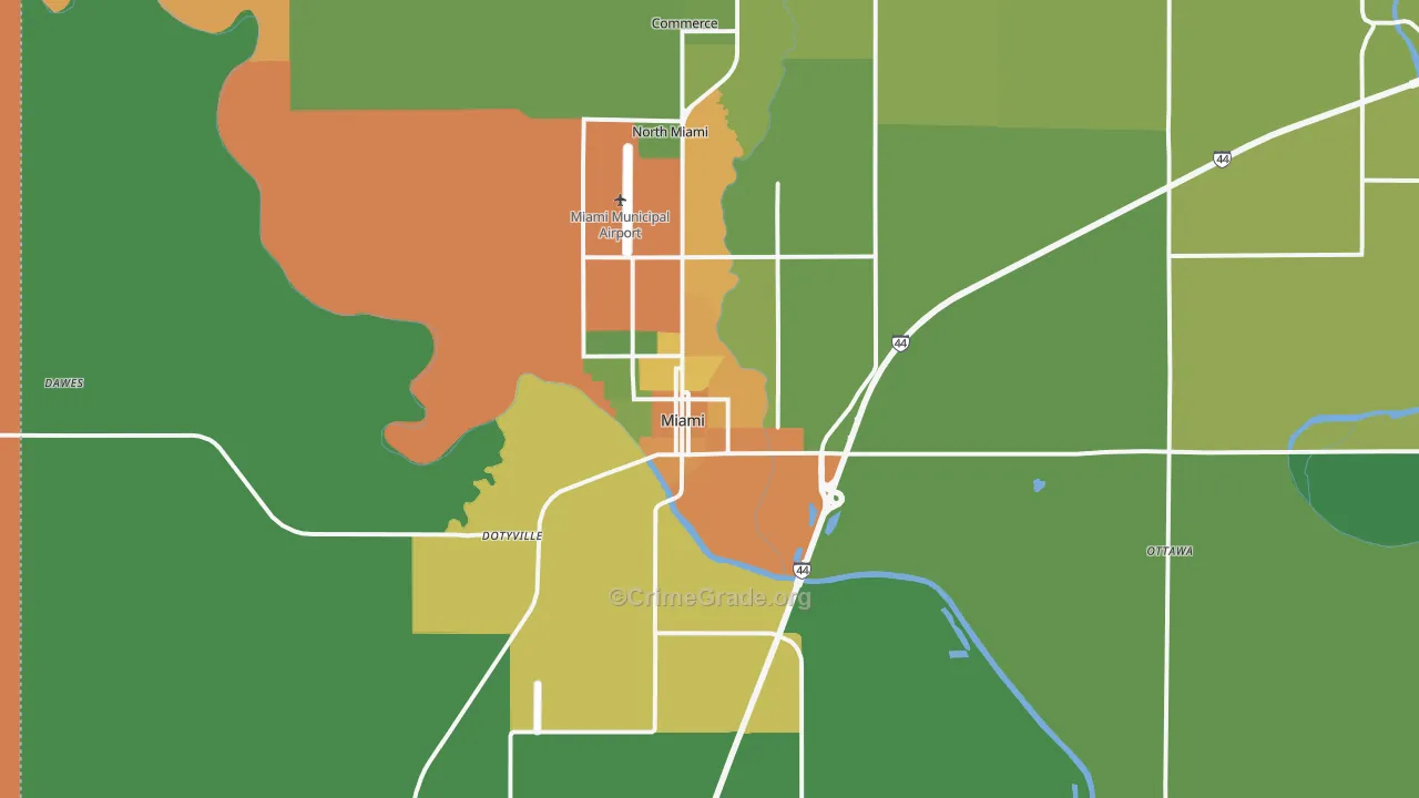 Miami, OK Map of Assault Rates