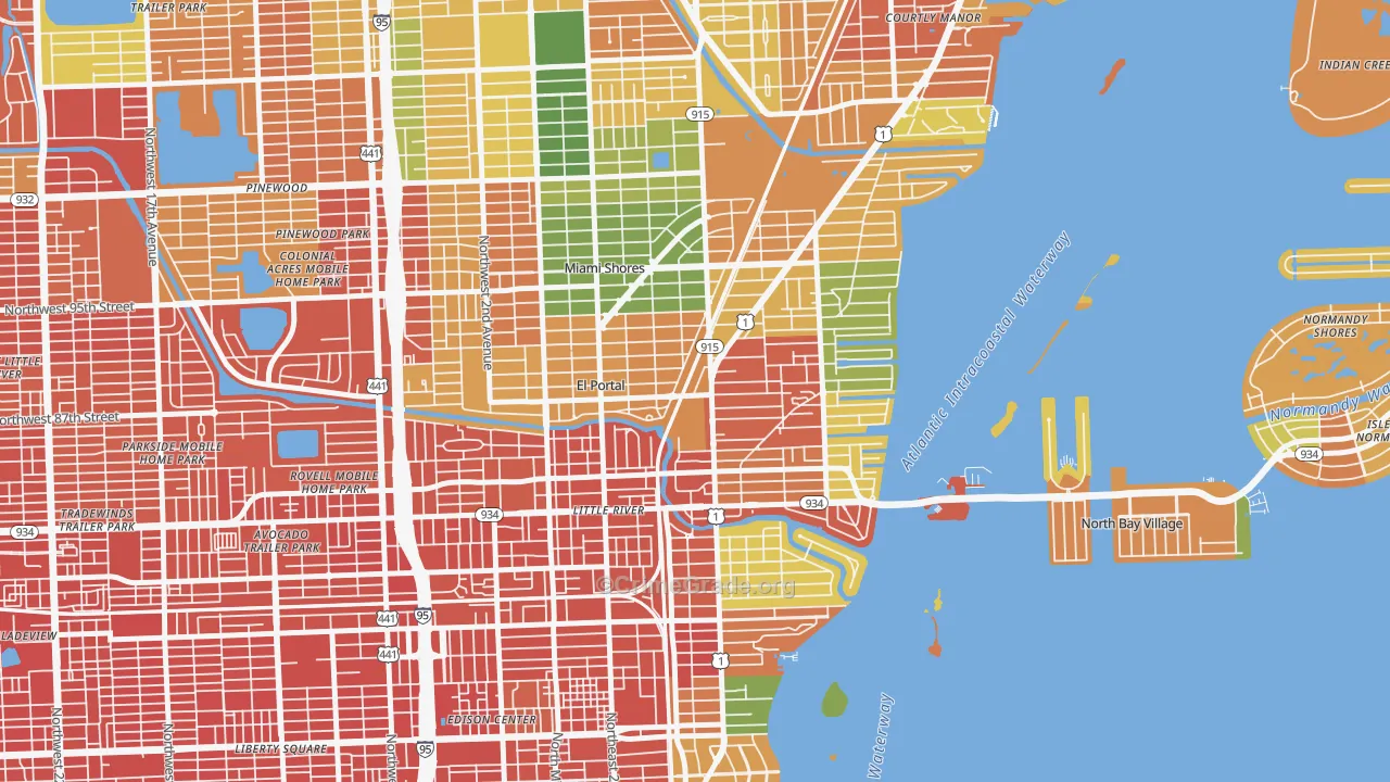 Miami Shores, FL Map of Assault Rates