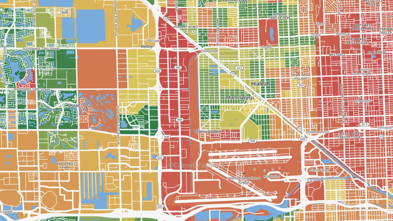 Miami Springs, FL Map of Assault Rates