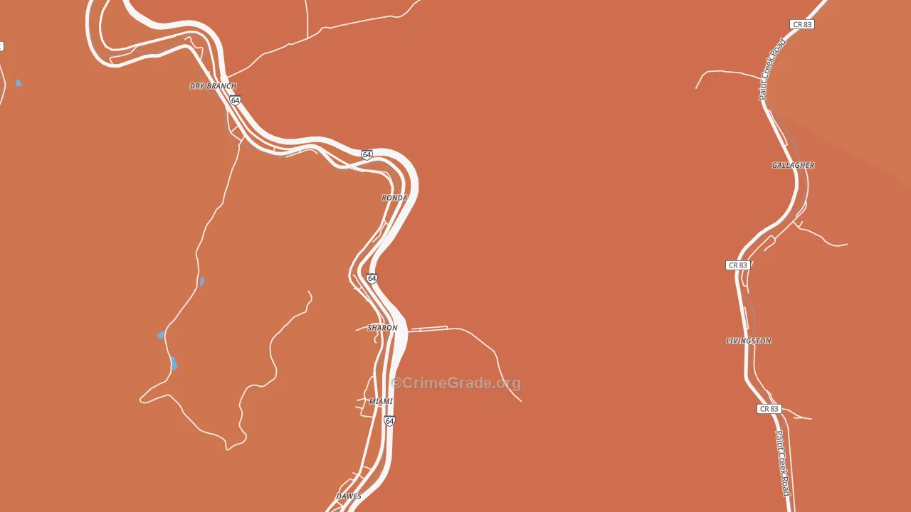 Miami, WV Map of Assault Rates