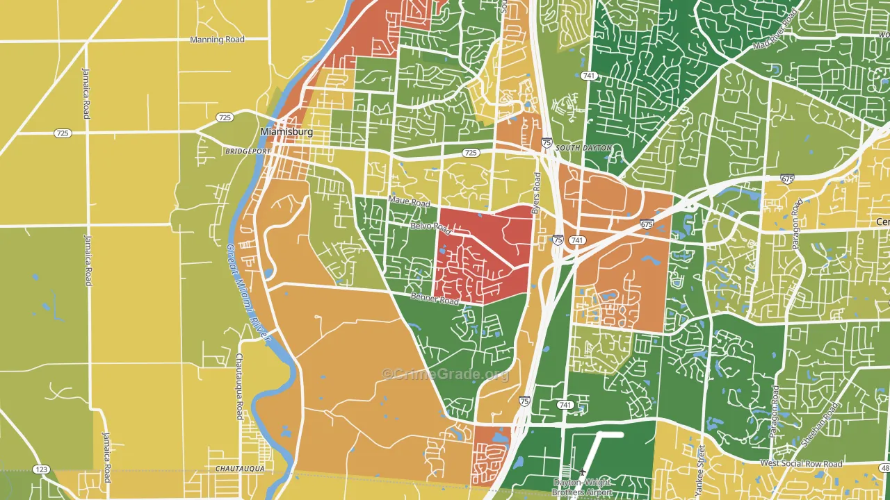 Miamisburg, OH Map of Assault Rates