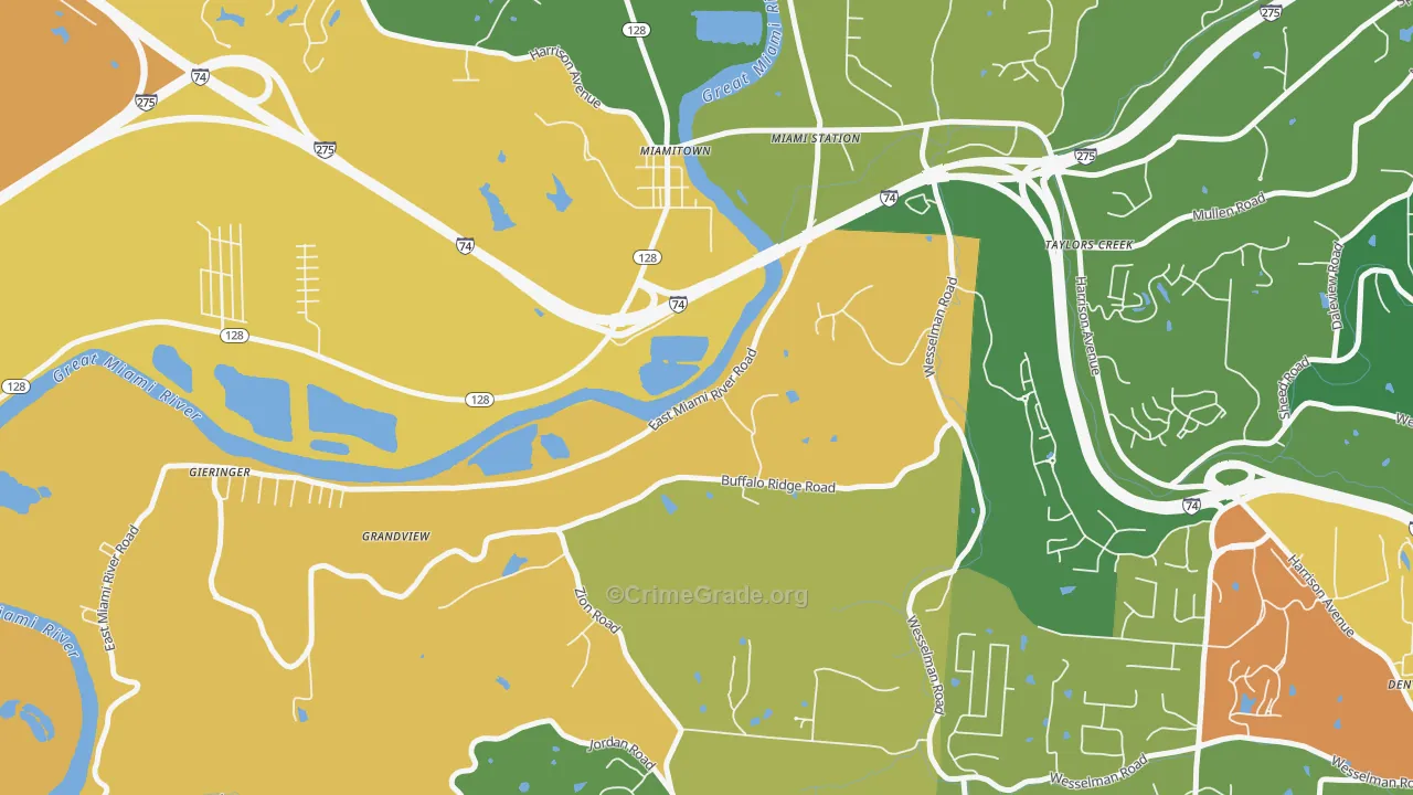 Miamitown, OH Map of Assault Rates