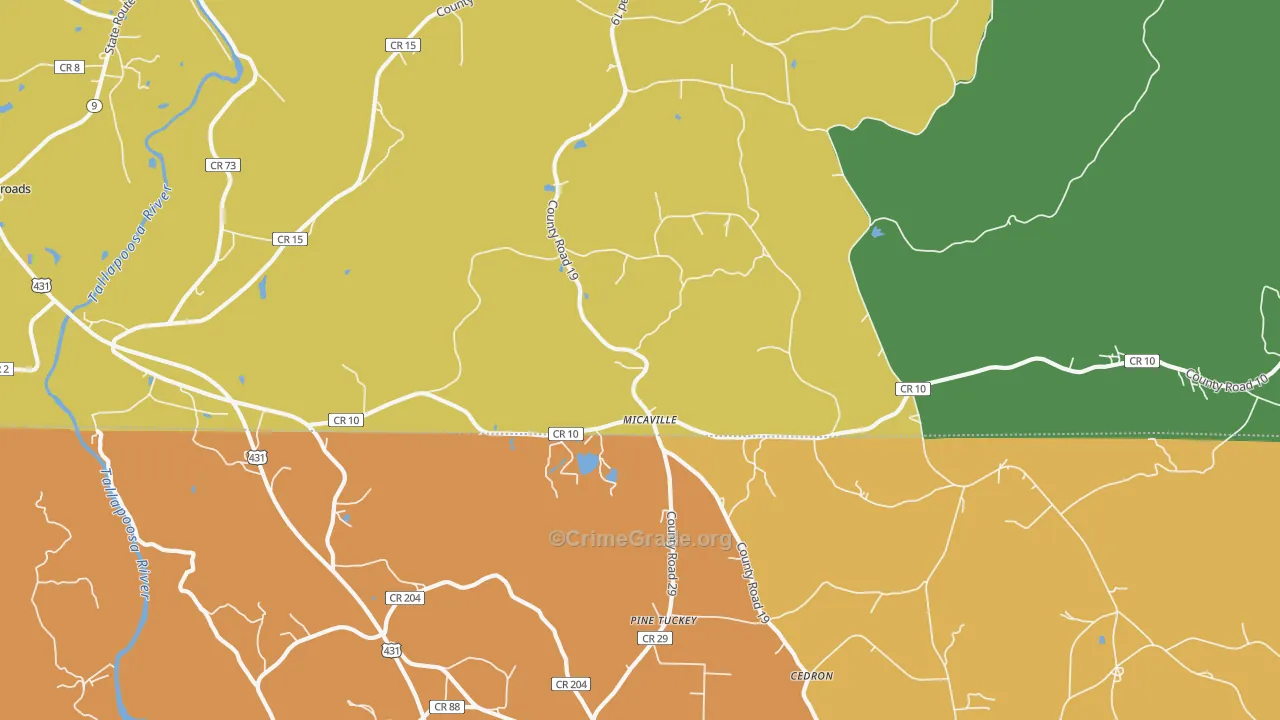 Micaville, AL Map of Assault Rates