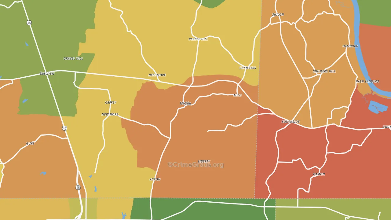 Michie, TN Map of Assault Rates