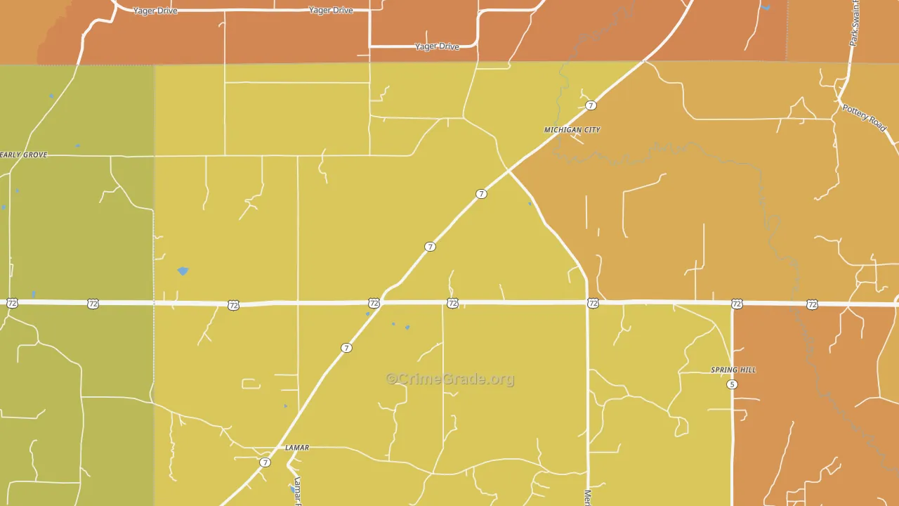 Michigan City, MS Map of Assault Rates
