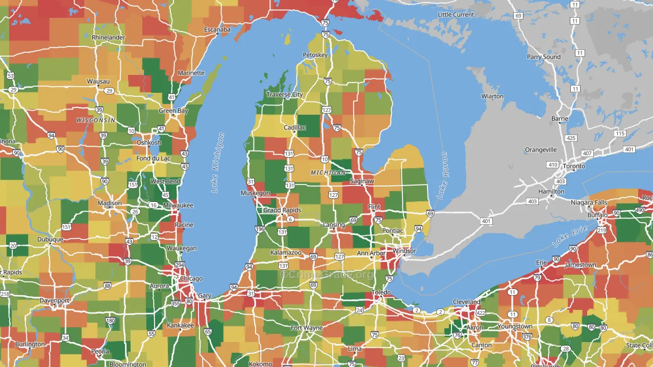 Michigan Map of Assault Rates