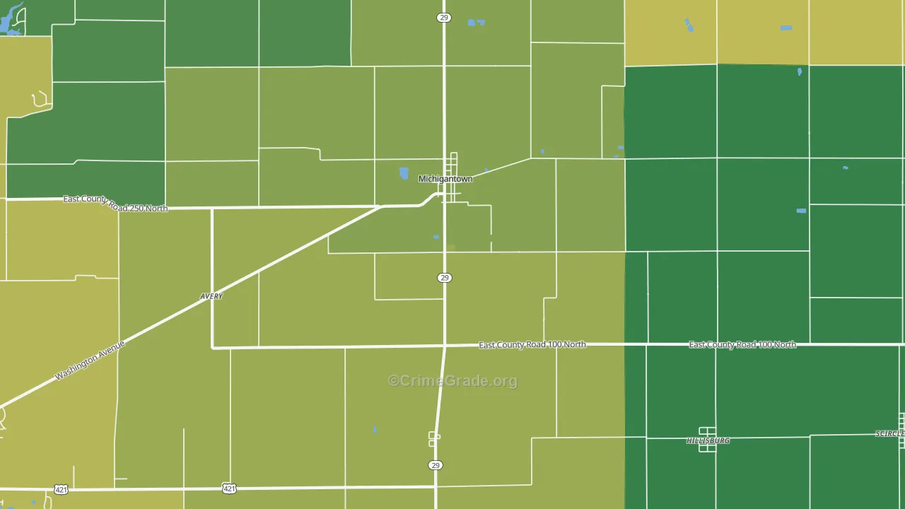 Michigantown, IN Map of Assault Rates