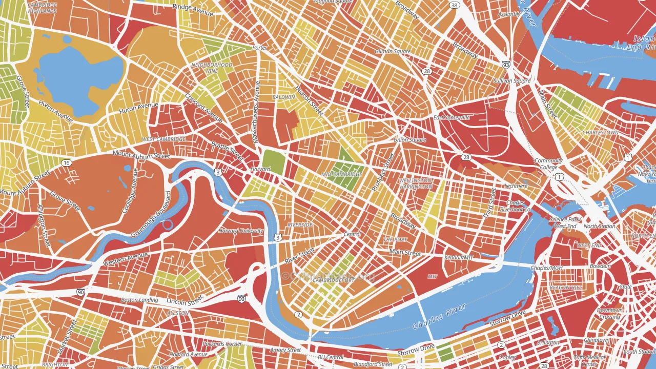 Mid-Cambridge, Cambridge, MA Map of Assault Rates
