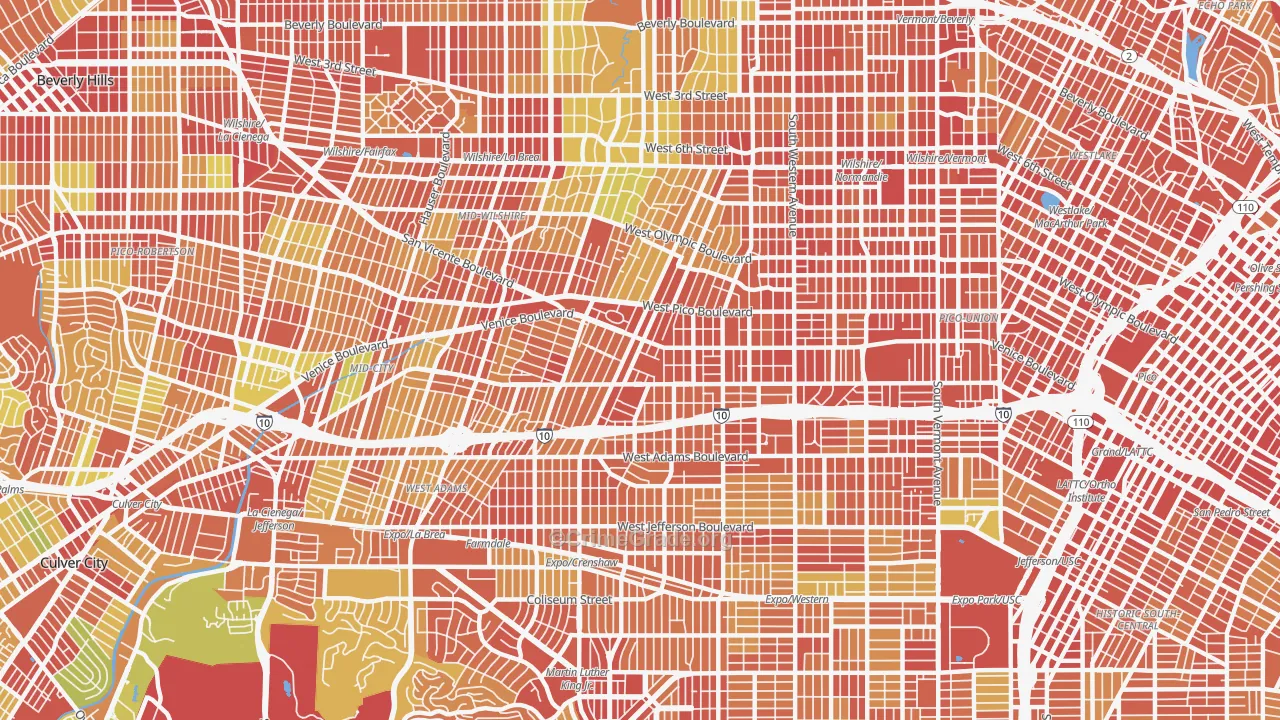 Mid City, Los Angeles, CA Map of Assault Rates