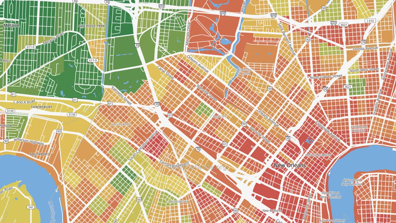 Mid-City, New Orleans, LA Map of Assault Rates