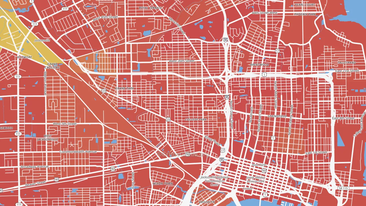 Mid-Westside, Jacksonville, FL Map of Assault Rates