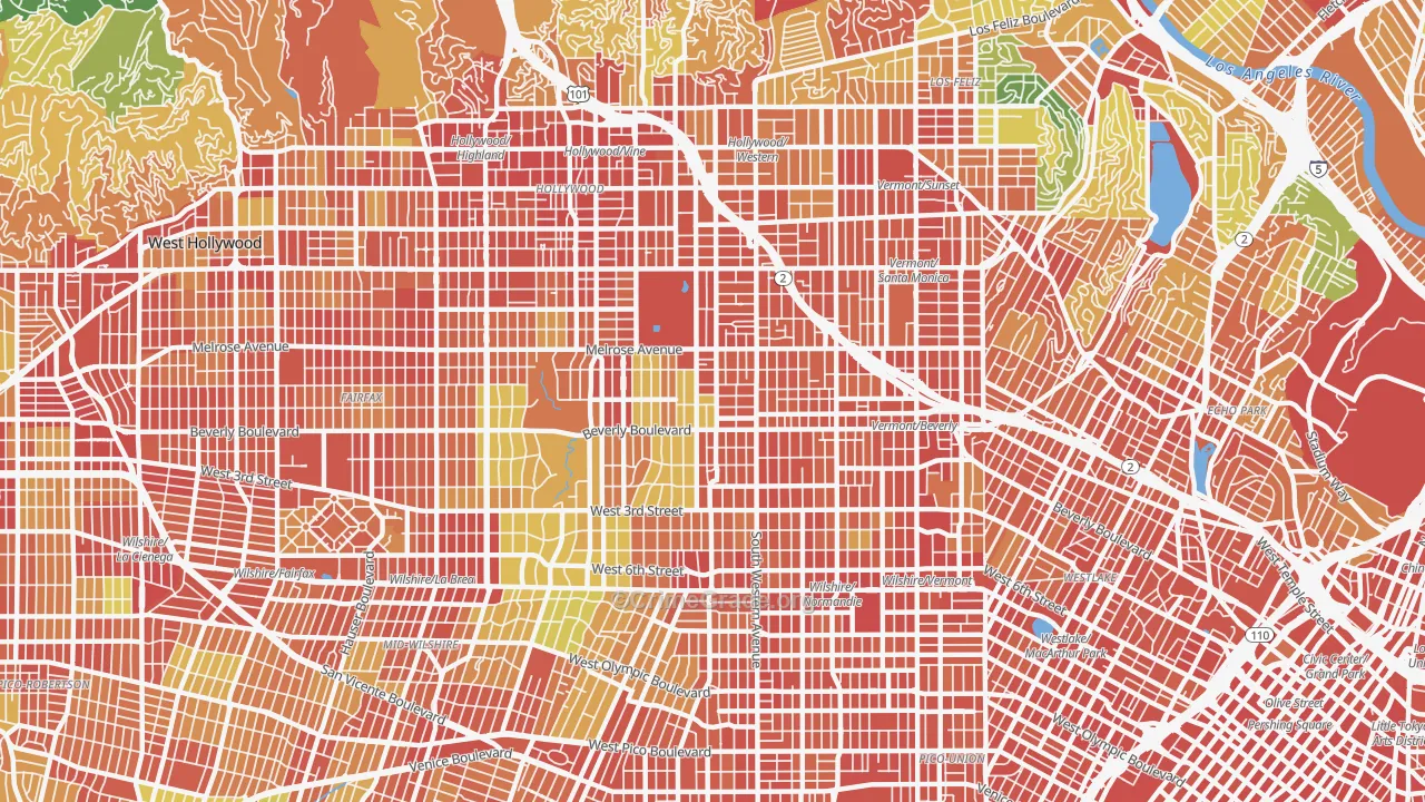 Mid Wilshire, Los Angeles, CA Map of Assault Rates