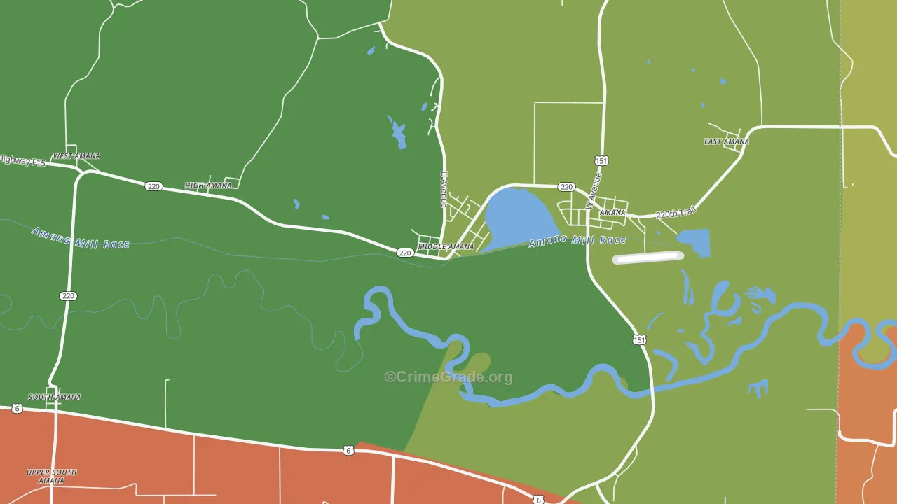 Middle Amana, IA Map of Assault Rates