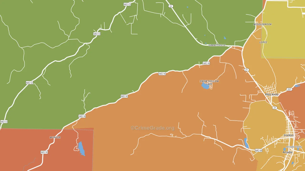Middle Brook, MO Map of Assault Rates